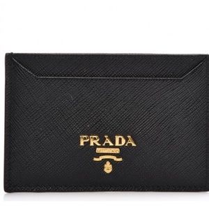 Prada saffiano metal card case nero black